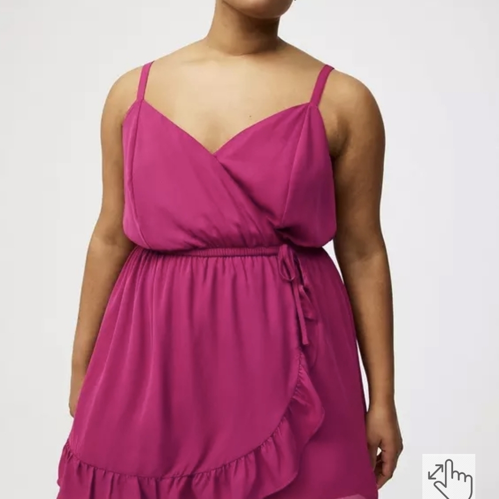 Torrid Pink Ruffled Wrap Sundress - Picture 2 of 5